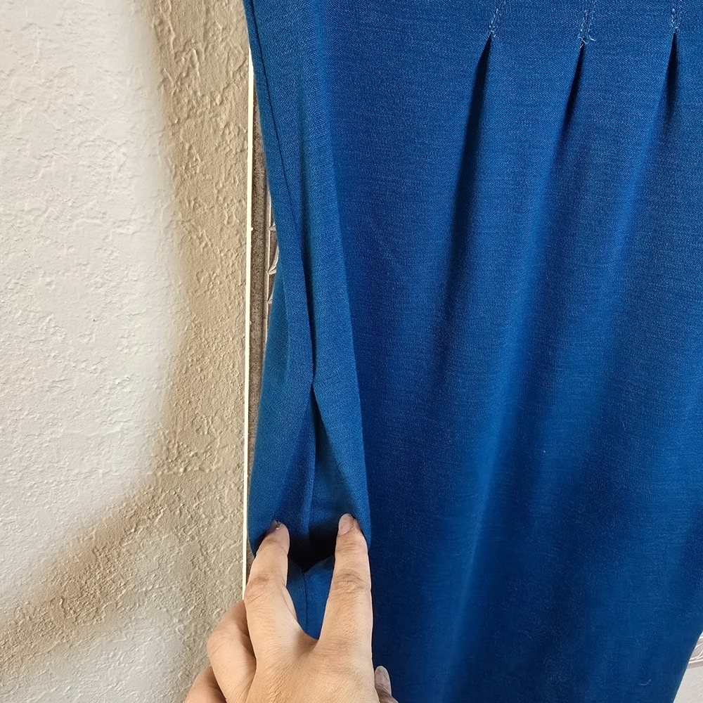 Diane von Furstenberg Women's 100% Wool Turquoise Blend Midi Sheath Dress Size 4 - Picture 5 of 6